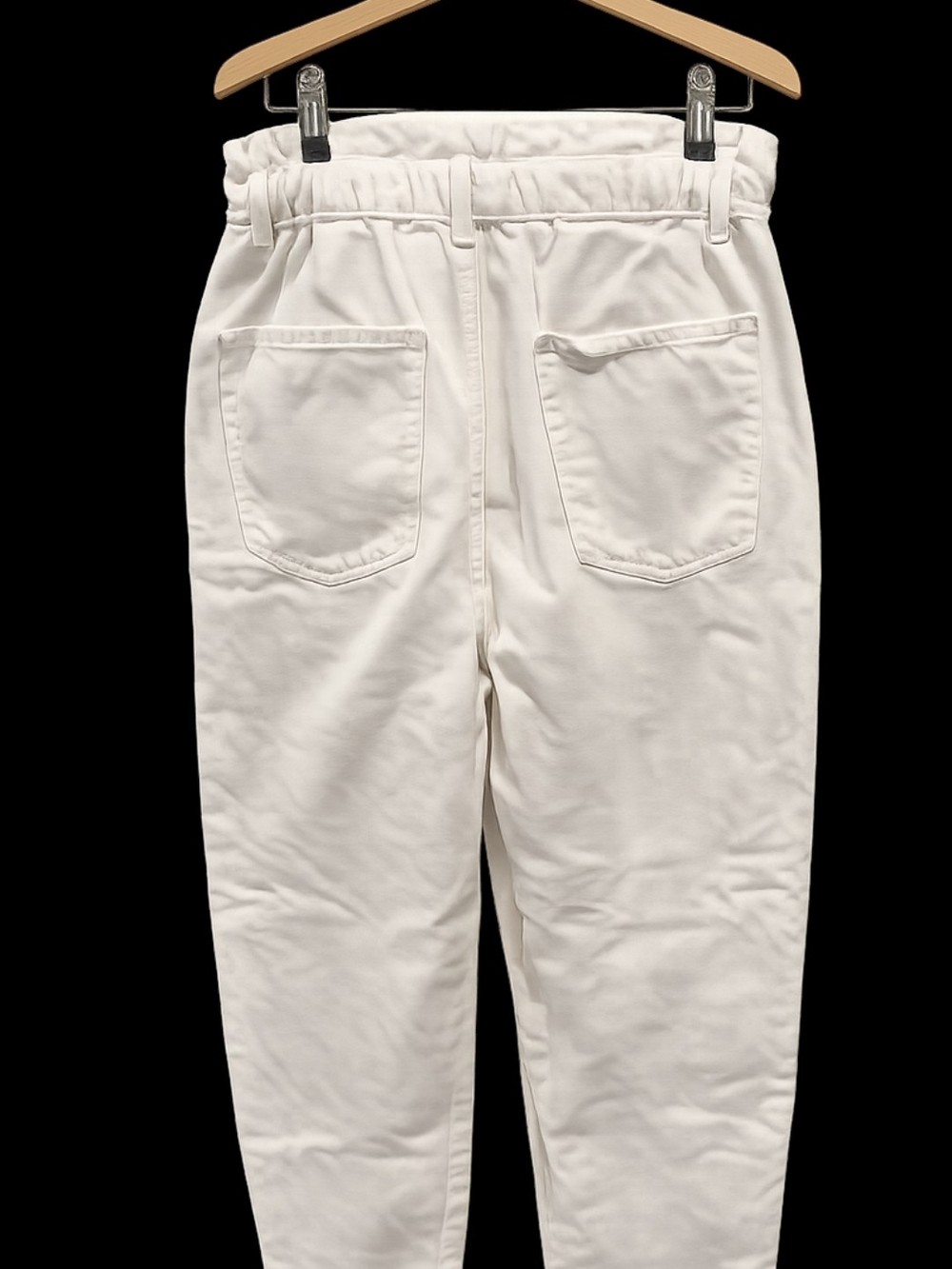 Zara White Boyfriend Paperbag Waist Jeans Size 4 - Picture 2 of 8